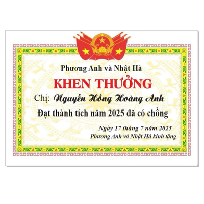 IN GIẤY KHEN THEO YÊU CẦU
